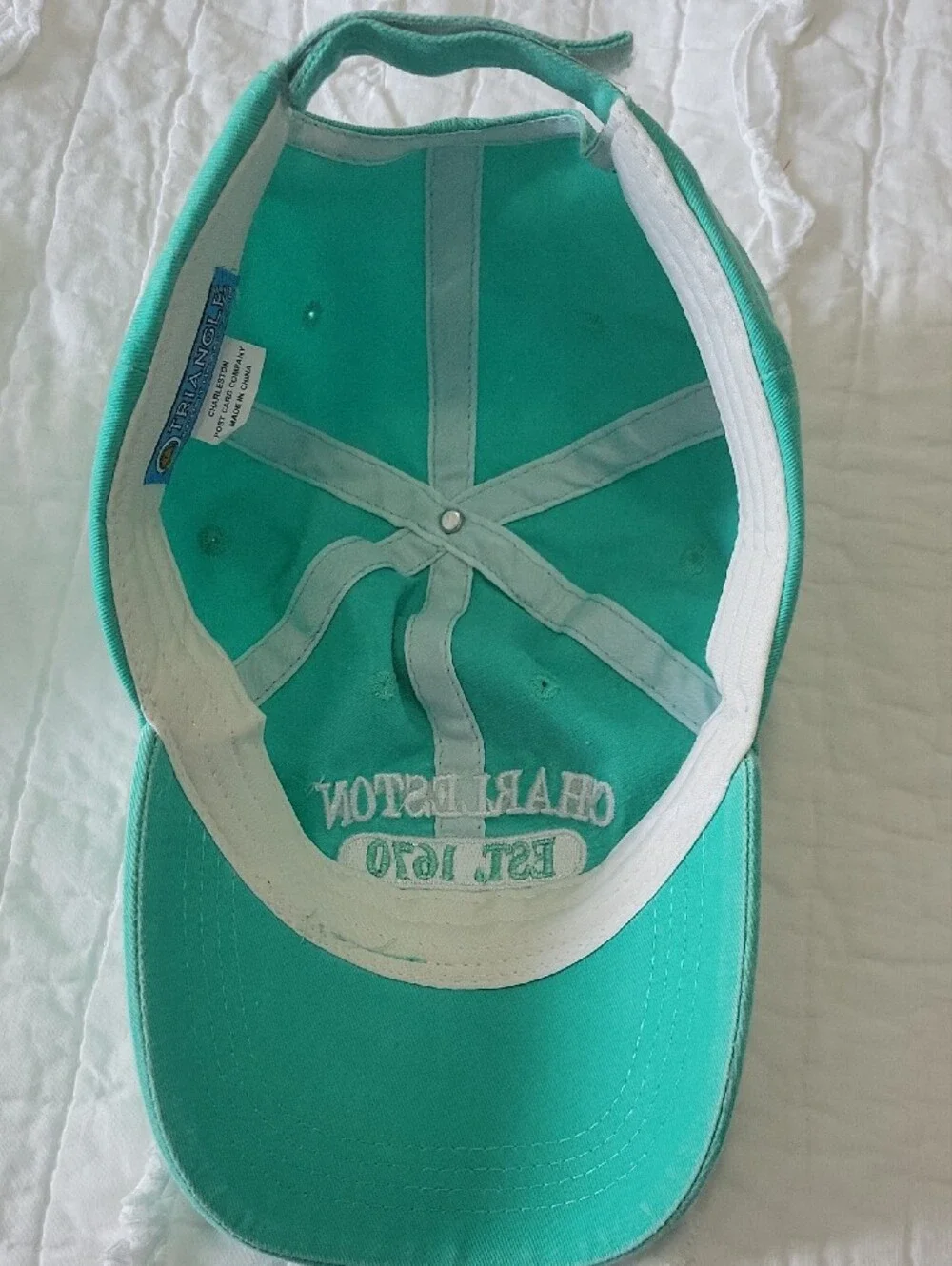 Charleston SC Est 1670 Hat Aqua & White Velcro Adjustable Back EUC